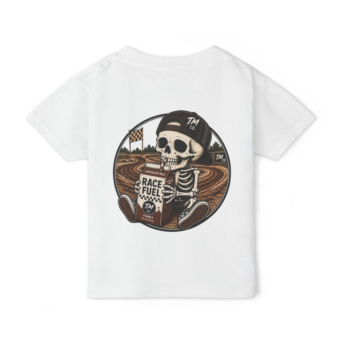 Race Fuel Skull Toddler Dirt Bike Shirt | Chocolate Milk Skull Moto Tee | Throttle Tots Motocross Shirt