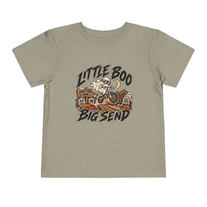 Little Boo. Big Send Toddler Tee | Throttle Tots | Toddler Halloween Motocross Ghost Shirt