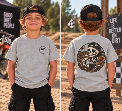 Race Fuel Skull Toddler Dirt Bike Shirt | Chocolate Milk Skull Moto Tee | Throttle Tots Motocross Shirt
