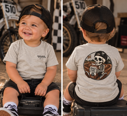 Race Fuel Skull Dirt Bike Shirt | Chocolate Milk Skull Moto Tee | Throttle Mini's Motocross Shirt