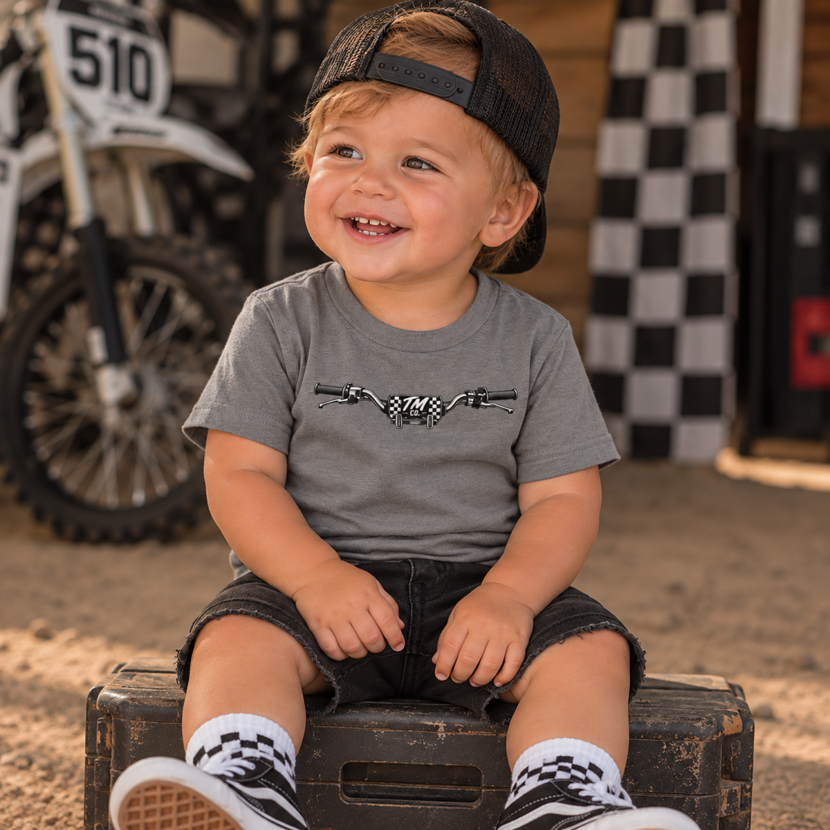 Motorcycle Handlebars Infant Tee | Minimal Bike Illustration