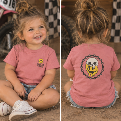 Throttle Minis Meltdown Tee | Infant Dirt Bike Shirt | Skull Smiley Moto Graphic Tee
