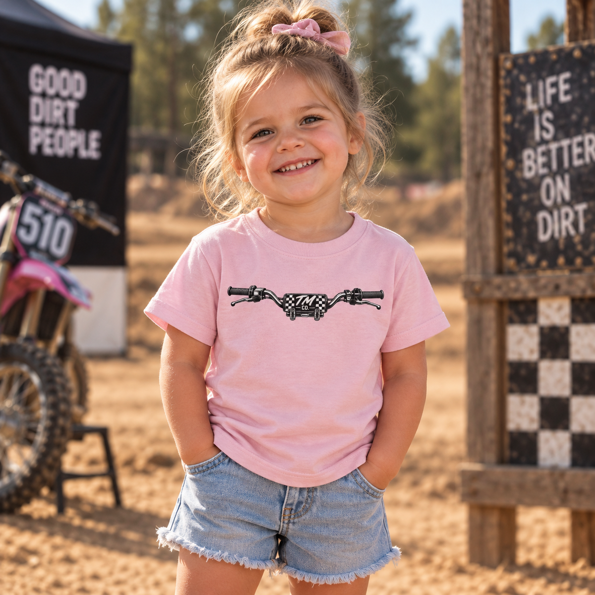 Throttle Tots Toddler Dirt Bike Shirt | Minimalist Moto Handlebars Tee | Motocross Kids Shirt