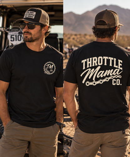 Throttle Mama + Daddy Desert Chain Tee | Vintage Moto Graphic Shirt | Dirt Bike Parent Tee