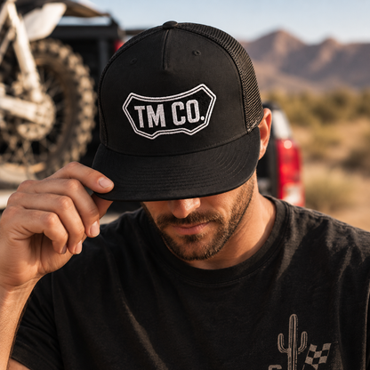 Throttle Mama Co. TM Co. Moto Plate Trucker Hat | Throttle Lids Snapback Flat