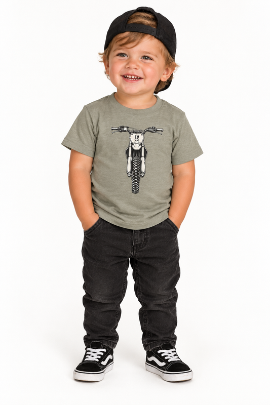 Front & Back Dirt Bike Tee | Throttle Tots Toddler Motocross Shirt | Toddler Moto Tee
