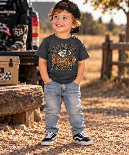 Little Boo. Big Send Toddler Tee | Throttle Tots | Toddler Halloween Motocross Ghost Shirt