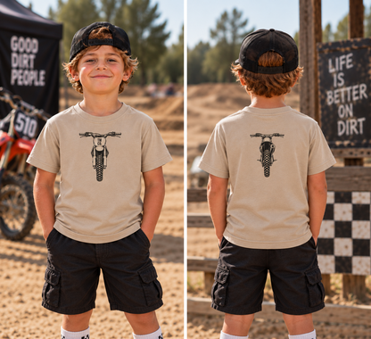 Front & Back Dirt Bike Tee | Throttle Kids Youth Motocross Shirt | Kids Moto Tee