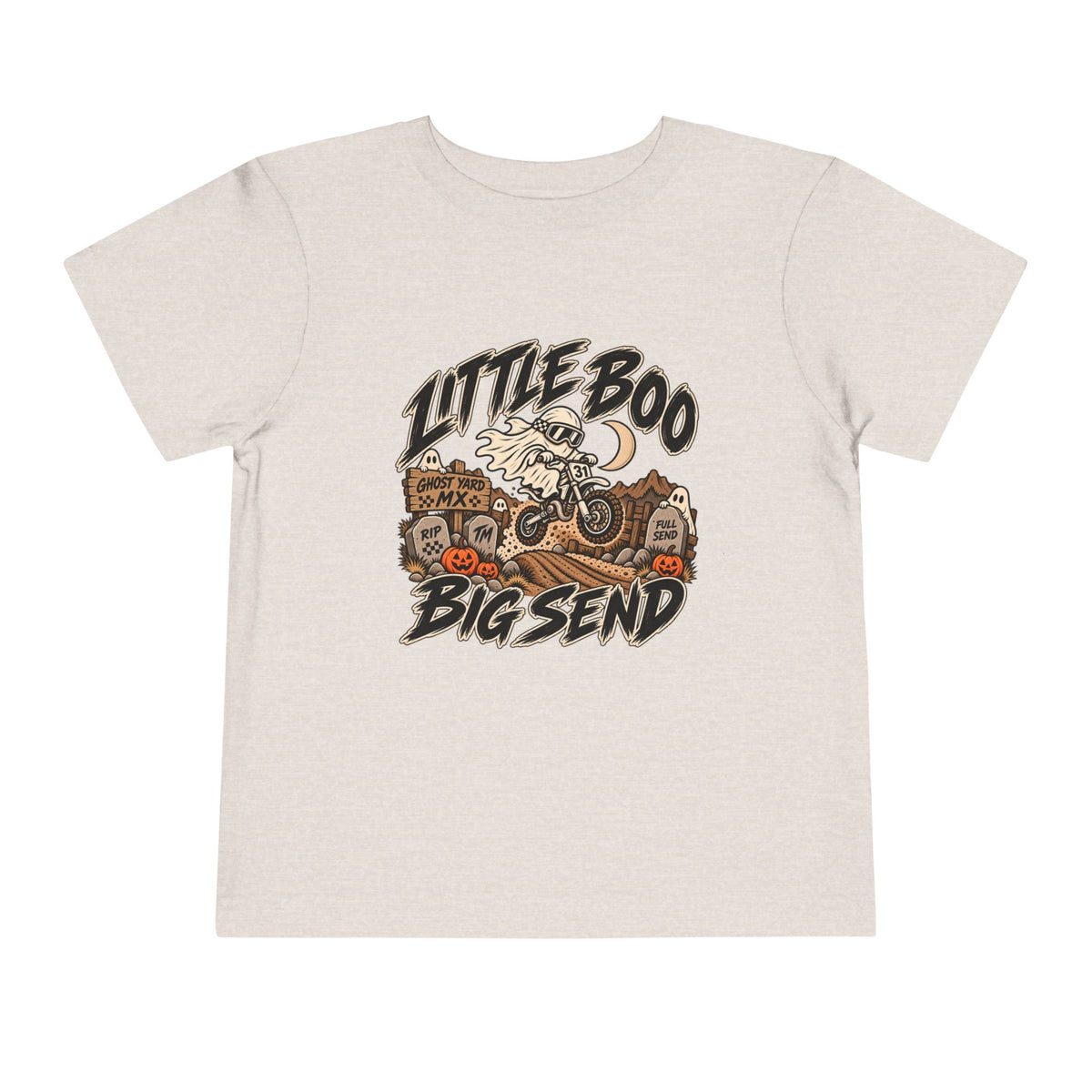Little Boo. Big Send Toddler Tee | Throttle Tots | Toddler Halloween Motocross Ghost Shirt