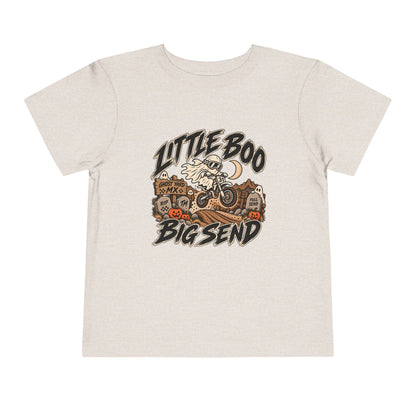 Little Boo. Big Send Toddler Tee | Throttle Tots | Toddler Halloween Motocross Ghost Shirt