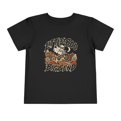 Little Boo. Big Send Toddler Tee | Throttle Tots | Toddler Halloween Motocross Ghost Shirt